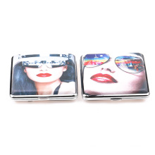 Foreign trade hot sale 92mm long 20 sticks square color printed leather ladies cigarette case